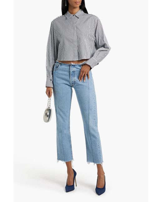 Jonathan Simkhai Gray Renata Cropped Striped Cotton-poplin Shirt