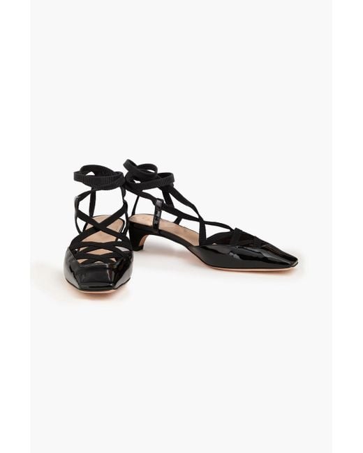 Dior Black D-envol Grosgrain-trimmed Patent-leather Pumps