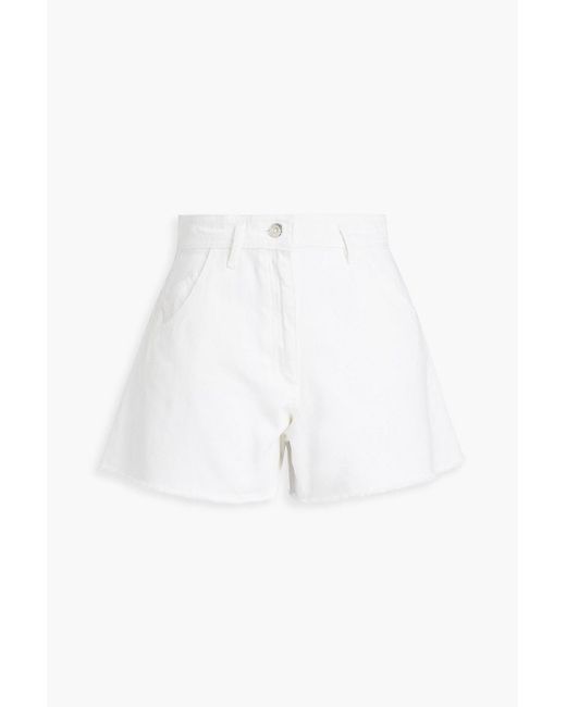 Maje White Frayed Denim Shorts