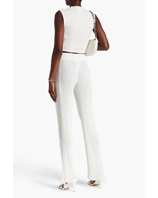 Dion Lee White Ribbed Cotton-blend Flared Pants