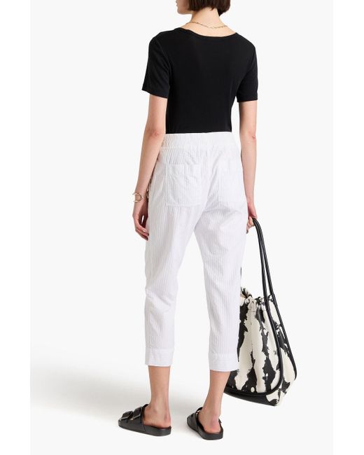 James Perse White Cropped Ribbed Cotton And Lyocell-blend Tapered Pants