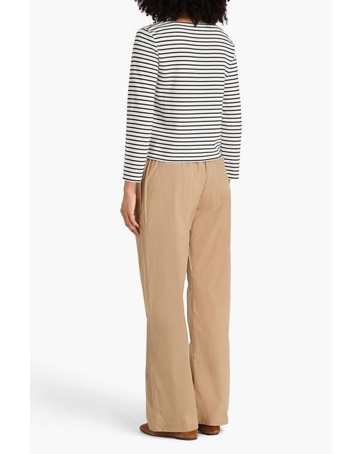 Veronica Beard White Striped Piqué Top