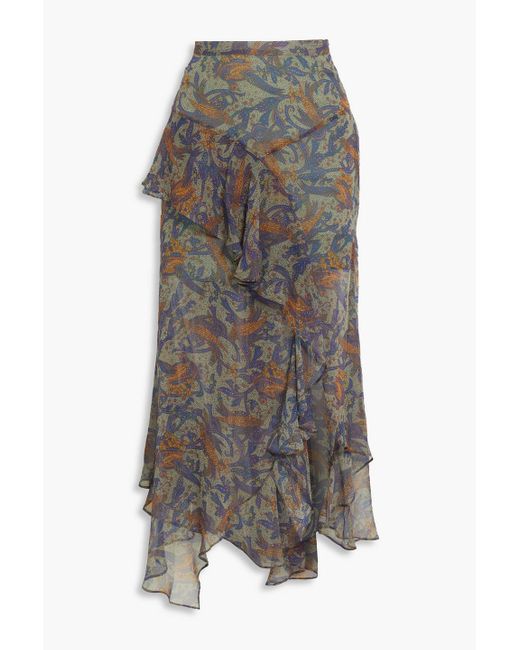 Veronica Beard Trixie Ruffled Printed Silk-chiffon Midi Skirt | Lyst Canada