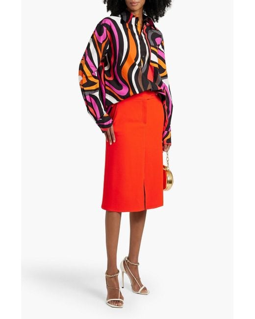 Emilio Pucci Red Hemd aus baumwollpopeline mit print