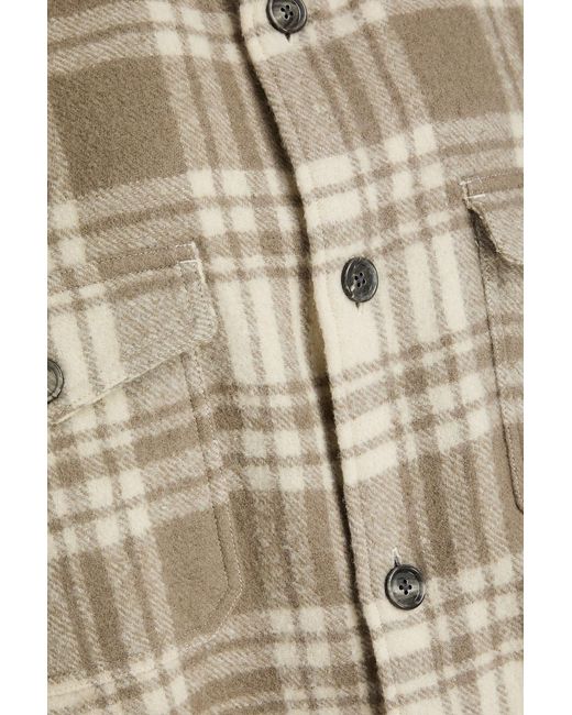 AMI Natural Checked Wool-Felt Shirt Jacket