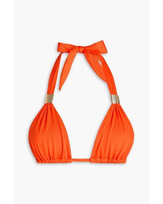 Heidi Klein Orange Neckholder-triangel-bikini-oberteil mit verzierung