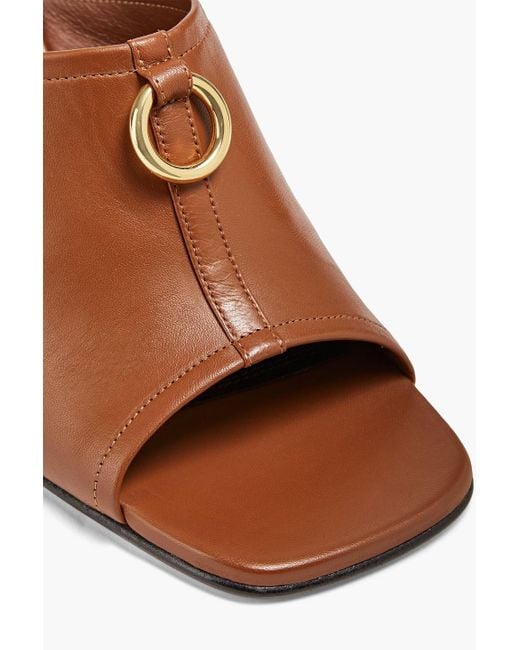 Victoria Beckham Brown Ring-embellished Leather Mules