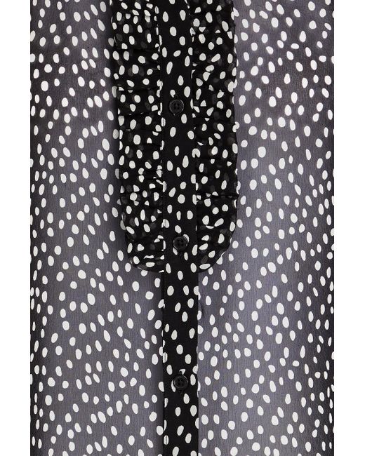 Nili Lotan Black Hemd aus seidenchiffon mit polka-dots und rüschen
