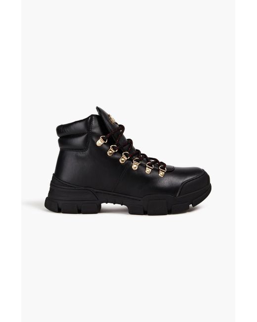 Love Moschino Black Leather Hiking Boots