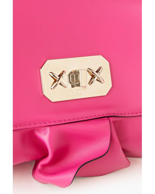 Red(v) Pink Rock Ruffles Leather Shoulder Bag