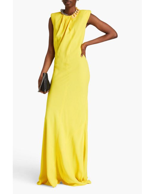 Stella McCartney Yellow Chain-embellished Crepe Maxi Dress