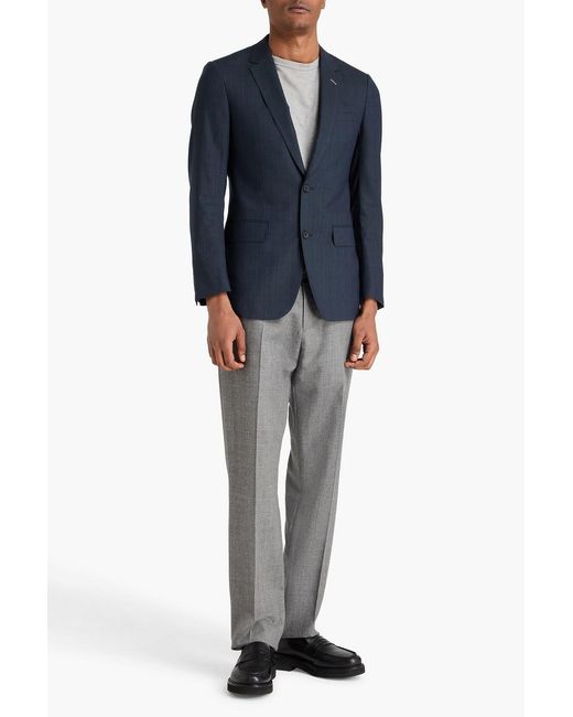Dunhill Blue Prince Of Wales Checked Wool, Linen And Silk-blend Suit Jacket for men