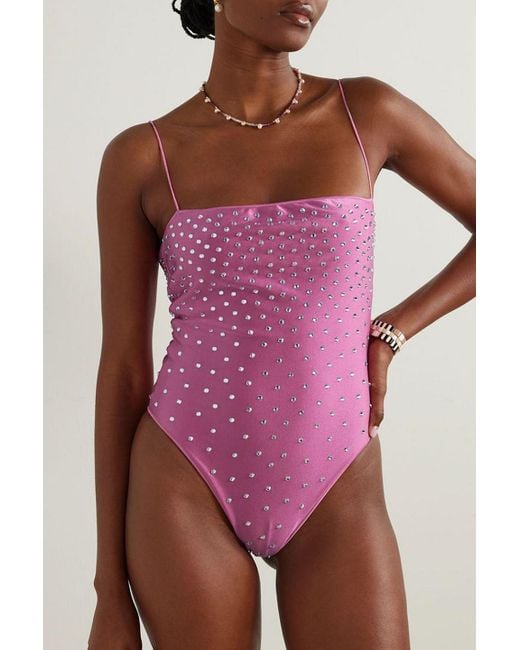Oseree Crystal embellished Swimsuit in Pink Lyst UK