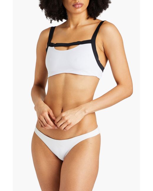 Onia White Lina zweifarbiges bikini-oberteil mit cut-outs