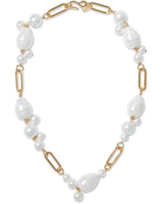 Kenneth Jay Lane Gold-tone Faux Pearl Necklace in White - Lyst