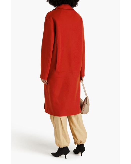 Stella McCartney Red Double-breasted Wool-felt Coat