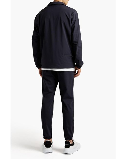 Theory Blue Tapered Wool-blend Drawstring Pants for men