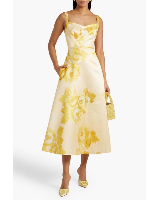 Emilia Wickstead Yellow Elvita Foral-print Faille Midi Dress