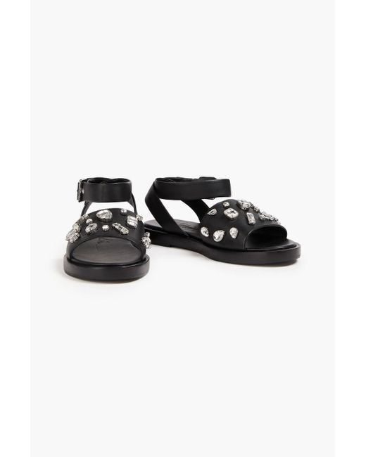 3.1 Phillip Lim Black Nadine Crystal-Embellished Leather Sandals