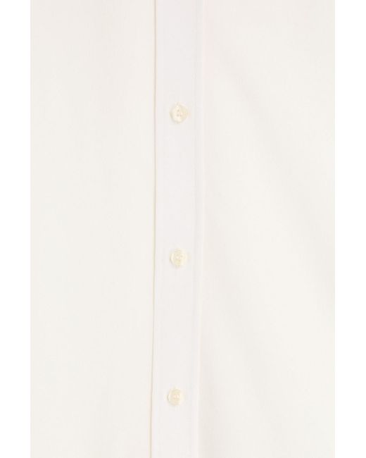 Wardrobe NYC White Pussy-Bow Silk Crepe De Chine Maxi Shirt Dress