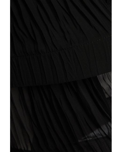 Erdem Black Plissé-georgette Midi Skirt