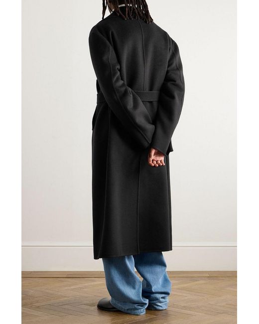 Jil Sander Black Double-Breasted Belted Double-Faced Cashmere Coat for men