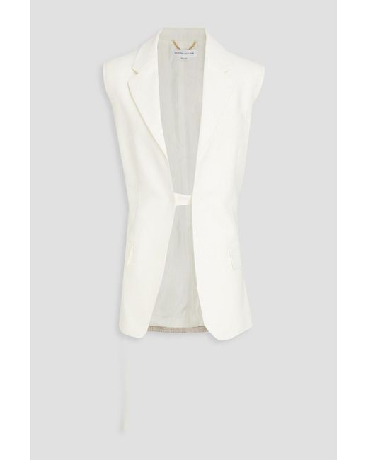 Victoria Beckham White Tweed-paneled Crepe Vest