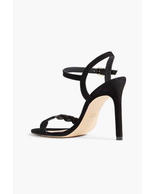 Stuart Weitzman Black Twistie 100 Suede Sandals