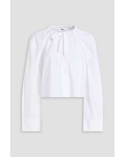 Day Birger et Mikkelsen White Cropped Cotton-poplin Blouse