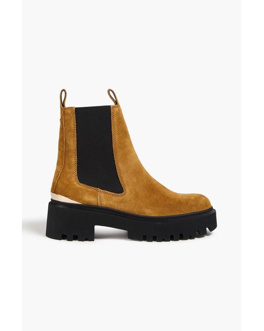 Maje Brown Suede Chelsea Boots