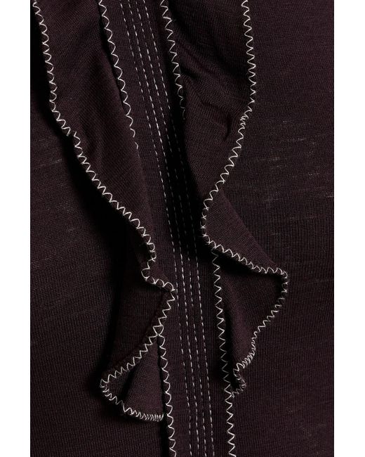 Ulla Johnson Black Asha Ruffled Wool Top