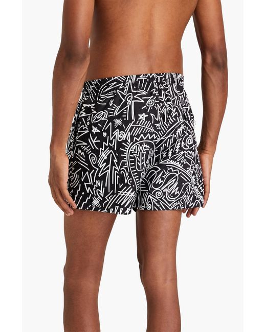 Canali White Short-length Printed Swim Shorts for men