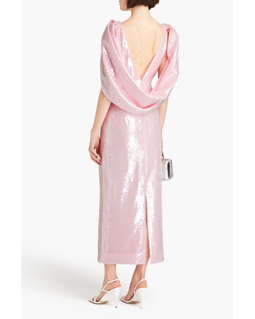 Huishan Zhang Pink Alba robe aus tüll mit pailletten und cape-effekt