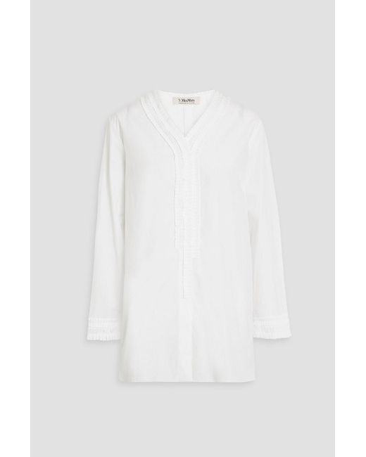 Max Mara White Pleated Cotton-poplin Shirt