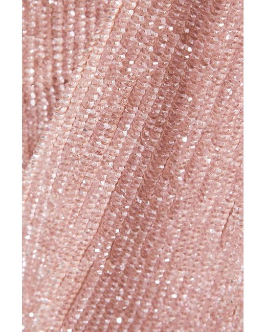 retroféte Pink Torin Strapless Feather-trimmed Sequined Crepe Mini Dress
