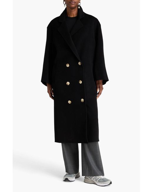 Loulou de Saison Black Borneo Double-breasted Wool And Cashmere-blend Felt Coat