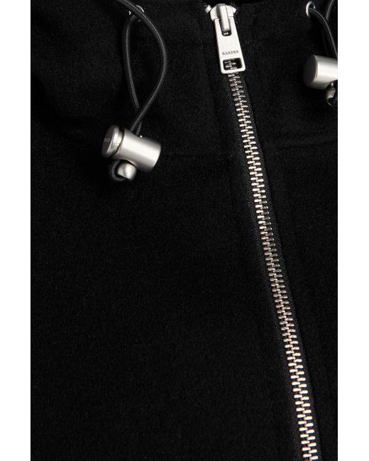 Sandro Black Wool-Blend Felt Hooded Jacket for men