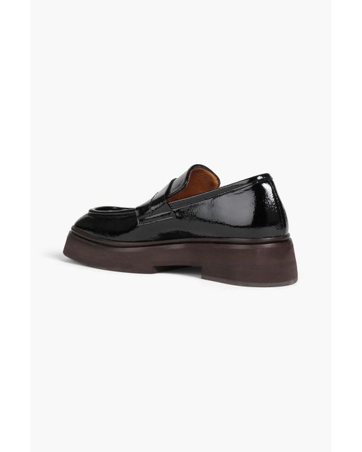 Rejina Pyo Black Crinkled Glossed-leather Loafers