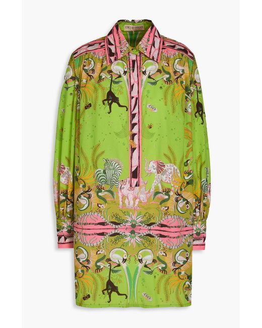 Emilio Pucci Green Bedrucktes hemdkleid in minilänge aus baumwollpopeline