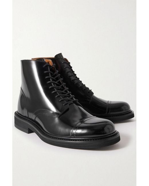 Mr P. Black Jacques Glossed-Leather Boots for men