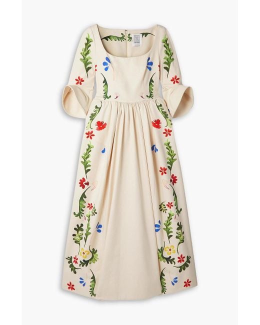 Rosie Assoulin White Secret Garden Floral-print Cotton-canvas Maxi Dress
