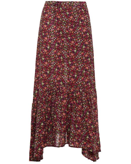 Ba&sh Black Sena Gathered Floral-print Crepe Midi Wrap Skirt