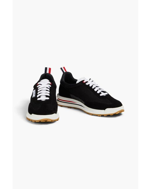Thom Browne Black Mesh And Suede Sneakers for men