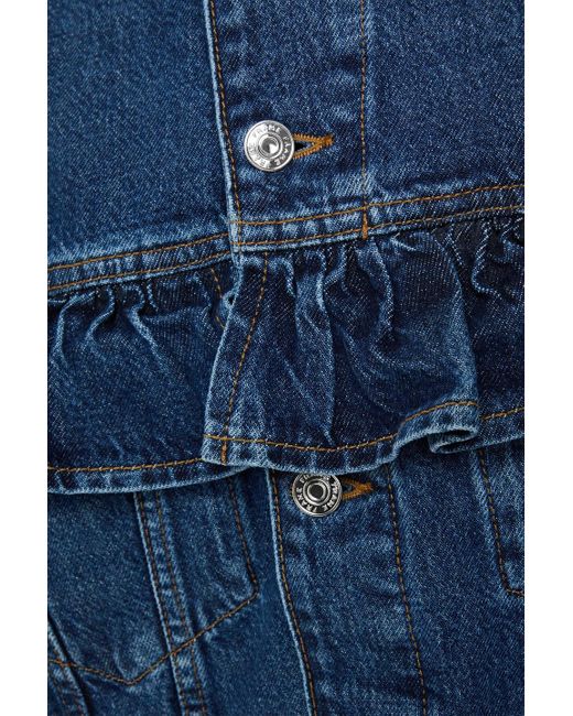 FRAME Blue The Ruffle Denim Jacket