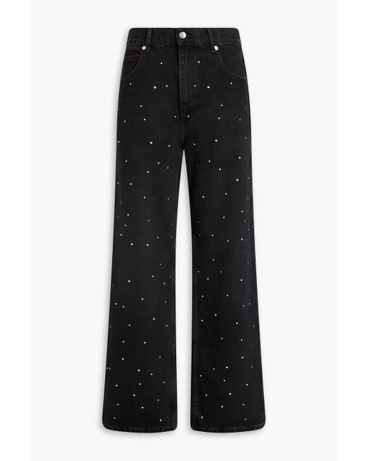 Sandro Black Crystal-embellished High-rise Straight-leg Jeans