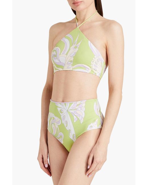 Emilio Pucci Green Hoch sitzendes bikini-höschen mit print