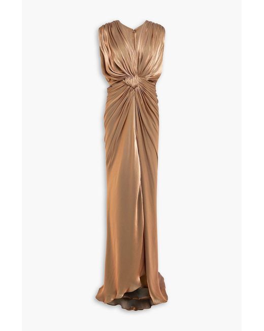 Costarellos Natural Tessa Cutout Goergette Gown