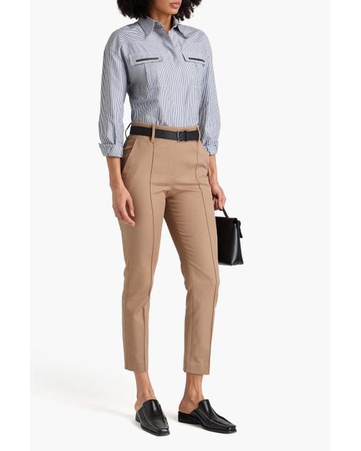 Brunello Cucinelli Natural Cropped karottenhose aus twill aus einer baumwollmischung