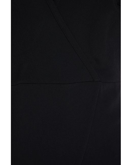 Elie Saab Black Chantilly Lace-paneled Crepe Midi Dress