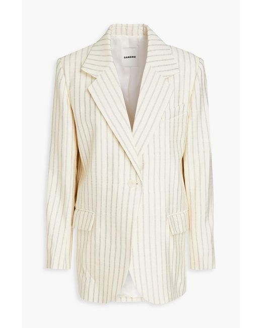 Sandro White Pinstriped Woven Blazer